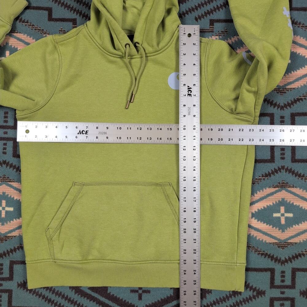 Women's Large (12-14) Carhartt Relaxed Fit Midweight Sleeve Logo Hoodie Green - Picture 4 of 5